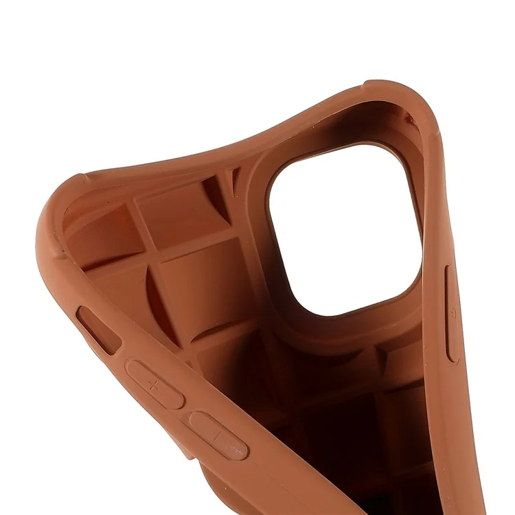 For iPhone 11 6.1 inch Soft Phone Case Silicone Smartphone Shell Anti-Drop Shockproof 3D Grid Textured Phone Cover - Brown
