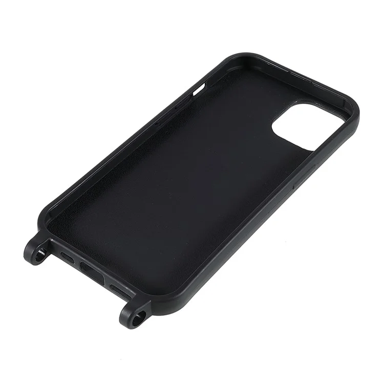 Para iPhone 13 mini 5.4 polegadas Thin Matte TPU Phone Case Finish Profile Soft Back Protective Cover com Alça de Ombro Longa - Preto