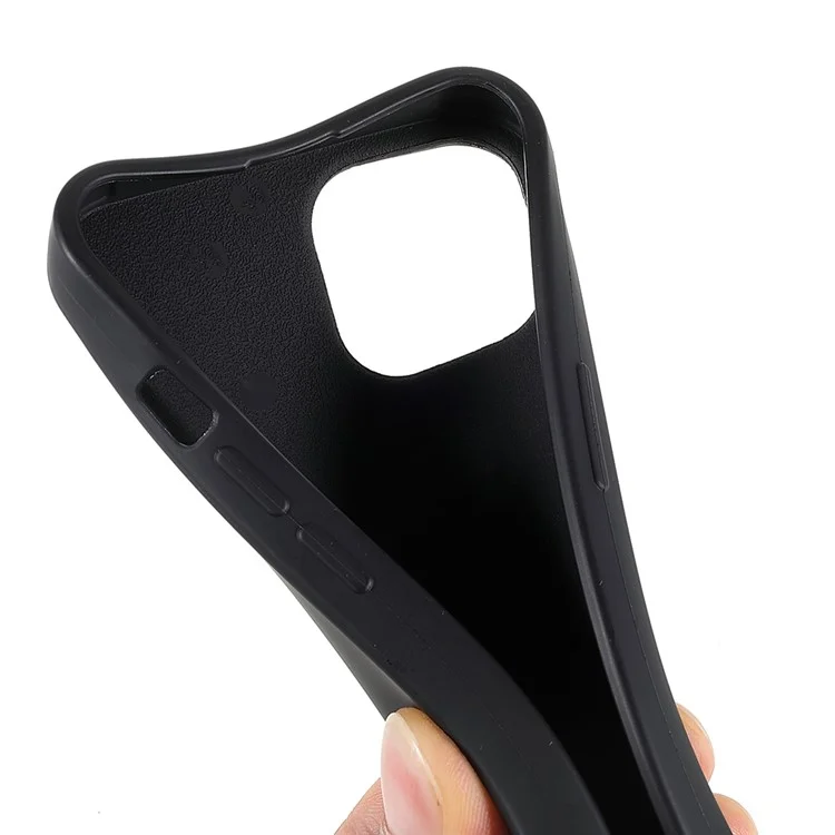 For iPhone 13 mini 5.4 inch Thin Matte TPU Phone Case Finish Profile Soft Back Protective Cover with Long Shoulder Strap - Black