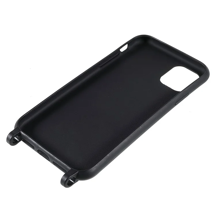 Für IPhone 11 6,1 Zoll Slim Matte Handy Case Drop Stoßfest TPU Back Cover Mit Schultergurt - Schwarz