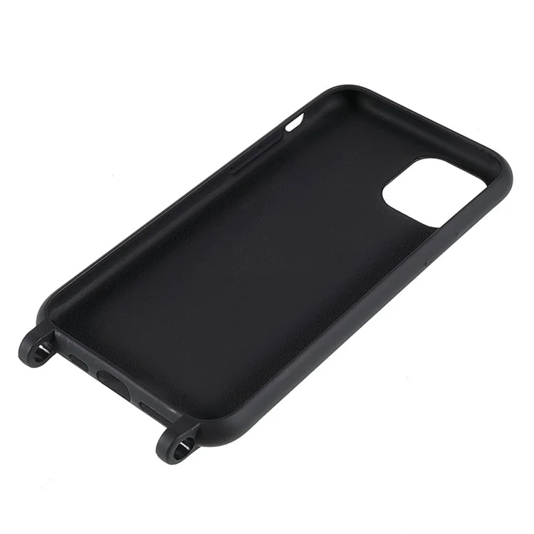 For iPhone 11 Pro 5.8 inch Anti-fingerprint Matte Cell Phone Case Soft TPU Cover with Shoulder Strap - Black