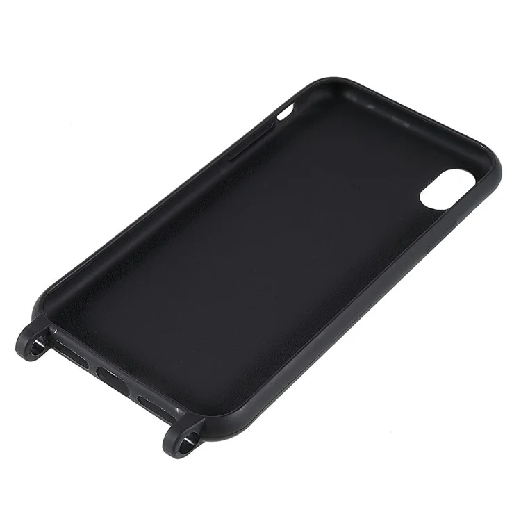 For iPhone XR 6.1 inch Matte Soft TPU Case Shoulder Strap Style Protective Phone Cover - Black