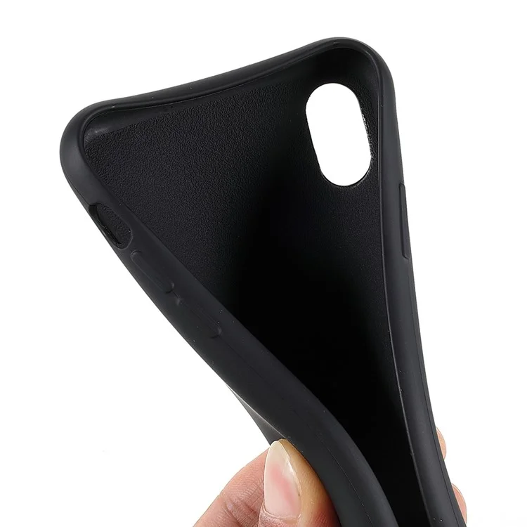 For iPhone XR 6.1 inch Matte Soft TPU Case Shoulder Strap Style Protective Phone Cover - Black