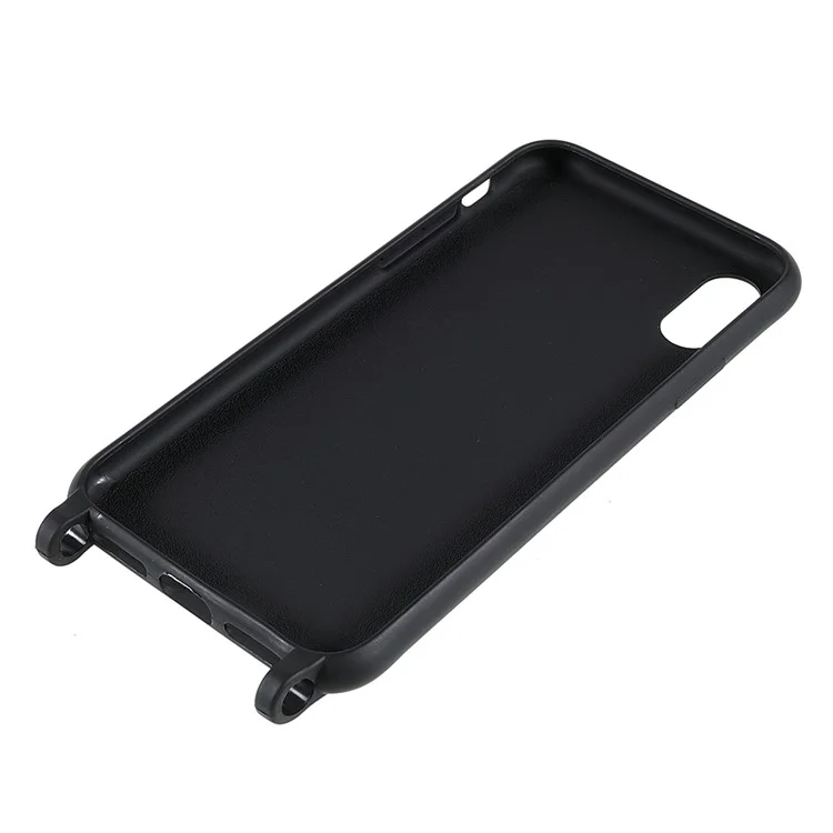 Pour iPhone XS 5,8 pouces Matte Textured Shockproof TPU Protective Sturdy Phone Case with Shoulder Strap - Noir