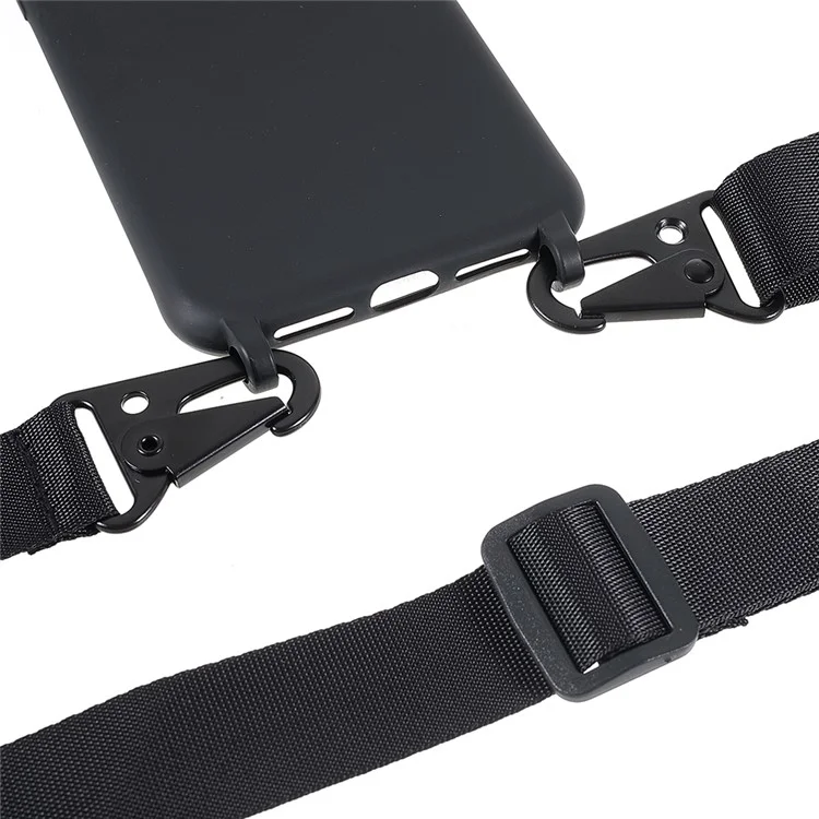 Pour iPhone XS 5,8 pouces Matte Textured Shockproof TPU Protective Sturdy Phone Case with Shoulder Strap - Noir