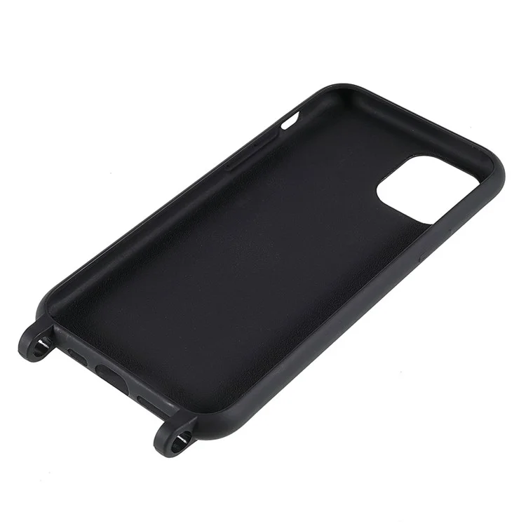 Para iPhone 11 Pro Max 6.5 polegadas Capa de telefone macia de TPU com acabamento fosco, anti-impressões digitais, minimalista com alça de ombro - Preto