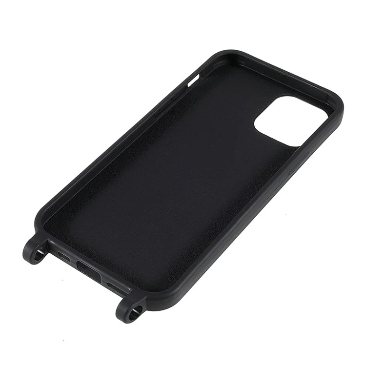 Per iPhone 12 mini 5,4 pollici, superficie opaca, morbida pelle, flessibile TPU, anti-graffio, custodia protettiva per telefono con tracolla - Nero