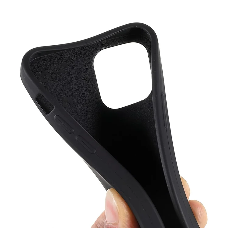 Per iPhone 12 mini 5,4 pollici, superficie opaca, morbida pelle, flessibile TPU, anti-graffio, custodia protettiva per telefono con tracolla - Nero