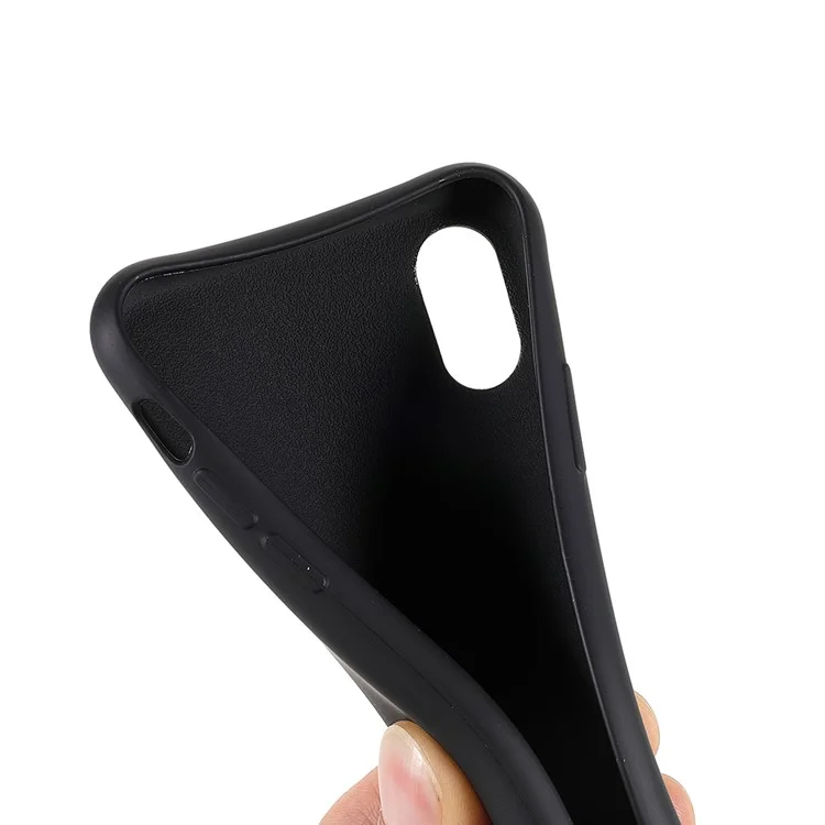 For iPhone XS Max 6.5 inch Thin Matte Finish Skin Back Case Smooth Flexible TPU Protective Phone Cover with Shoulder Strap - Black