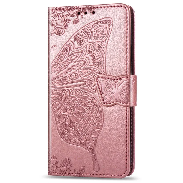 Per iPhone 7 4.7 pollici/8 4.7 pollici/SE (2020)/SE (2022) Imprinting Butterfly Flower PU Leather Stand Cover Wallet Phone Case - Rose Gold