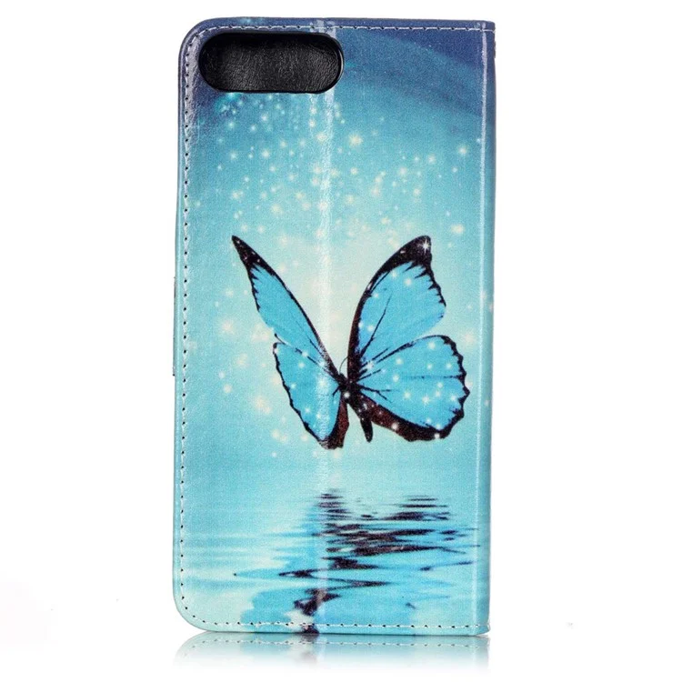 Wallet Leather Stand Case for iPhone 8 Plus / 7 Plus 5.5 inch - Blue Butterfly