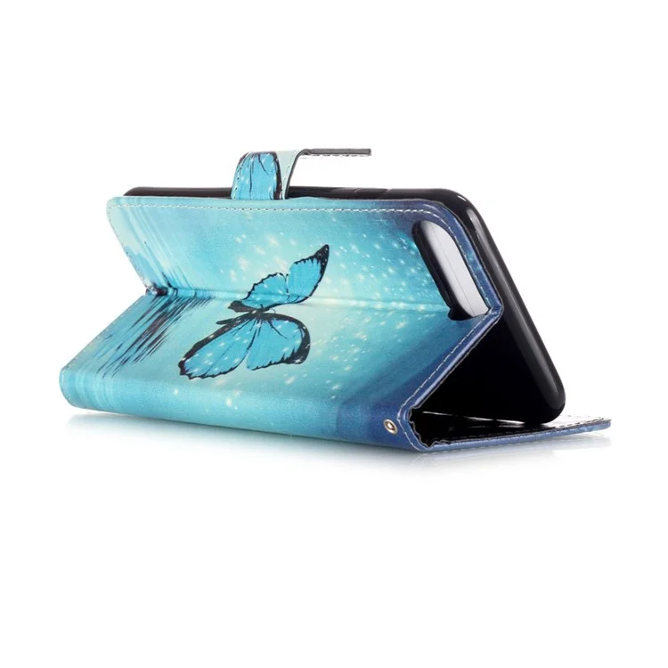 Wallet Leather Stand Case for iPhone 8 Plus / 7 Plus 5.5 inch - Blue Butterfly