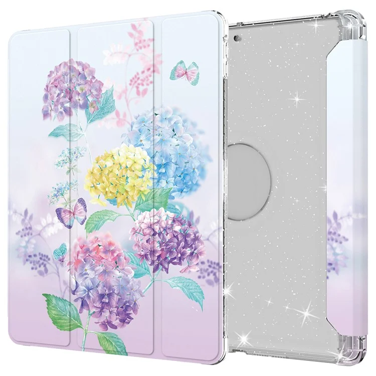 For iPad 10.2 (2021)/(2020)/(2019) Trifold Stand TPU+PU Leather Glittery Sequins Pattern Stylish Tablet Case Cover - Style A