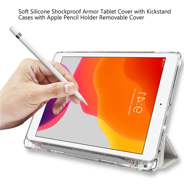 For iPad 10.2 (2021)/(2020)/(2019) Trifold Stand TPU+PU Leather Glittery Sequins Pattern Stylish Tablet Case Cover - Style A