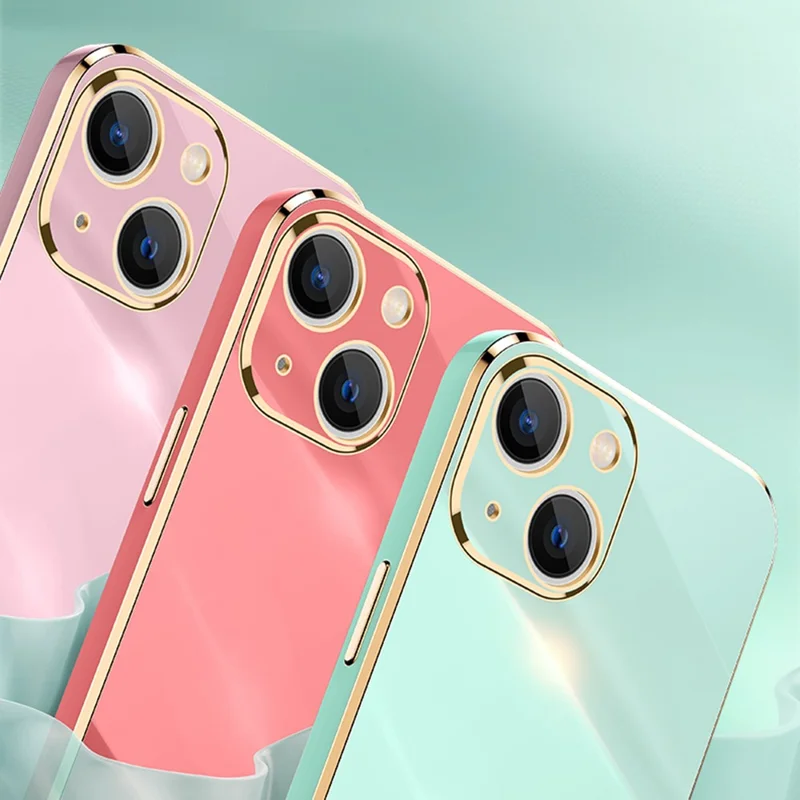 XINLI for iPhone 13 mini 5.4 inch Precise Lens Cutout Electroplating Golden Edge TPU Phone Case Protective Cover - White