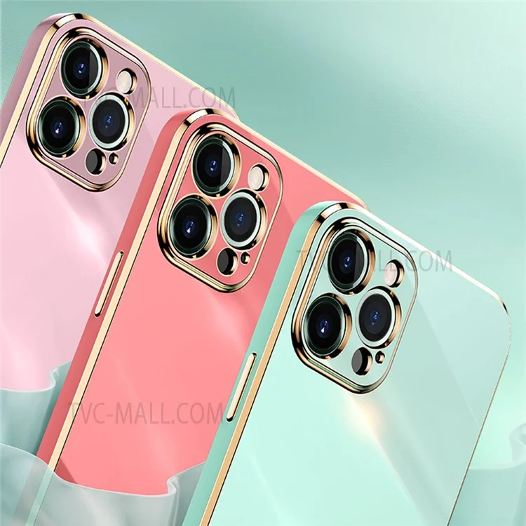 XINLI per iPhone 12 6.1 pollici Taglio preciso della lente Resistente al sudore Elegante bordo dorato elettrolitico Custodia flessibile in TPU - Rosso