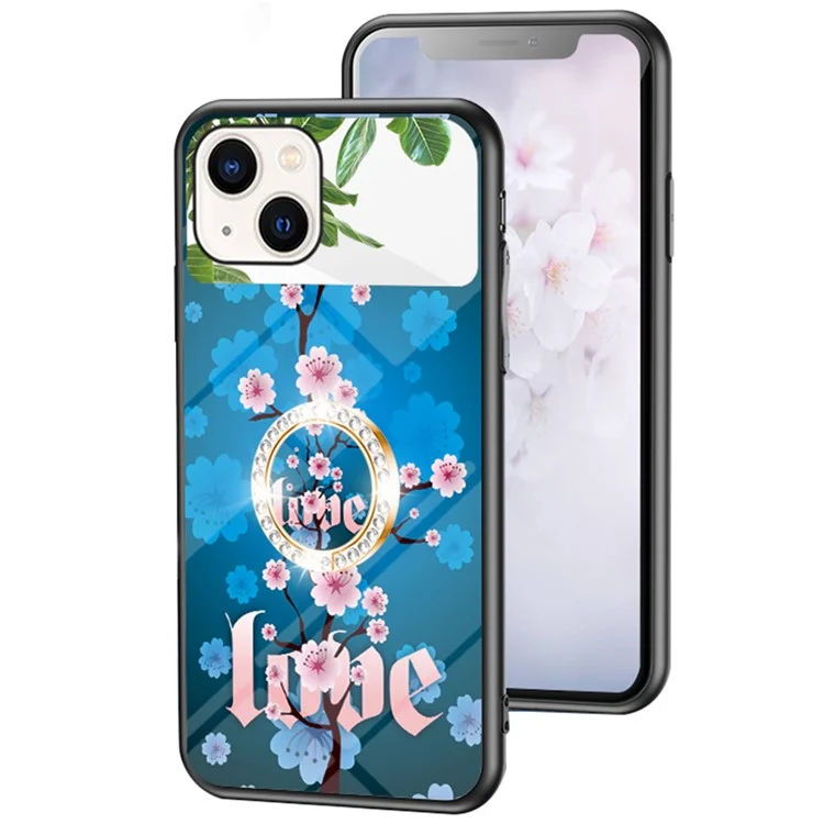 Magic Mirror Series Cas De Téléphone Miroir Miroir Pour IPhone 13 6.1 Pouces, Motif De Fleurs Kaucheuse Verre Trempé + PC + Couverture Hybride TPU - Sakura Love