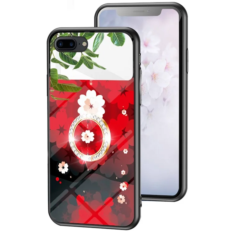 Magic Mirror Series Per IPhone 7 4.7 Pollici / 8 4.7 Pollici / SE (2020) / SE (2022) Flower Pattern Kavastand Specchio Cassa Del Telefono Telefono In Vetro Temperato + PC + TPU Shell Hybrid - Amore Di Sakura.