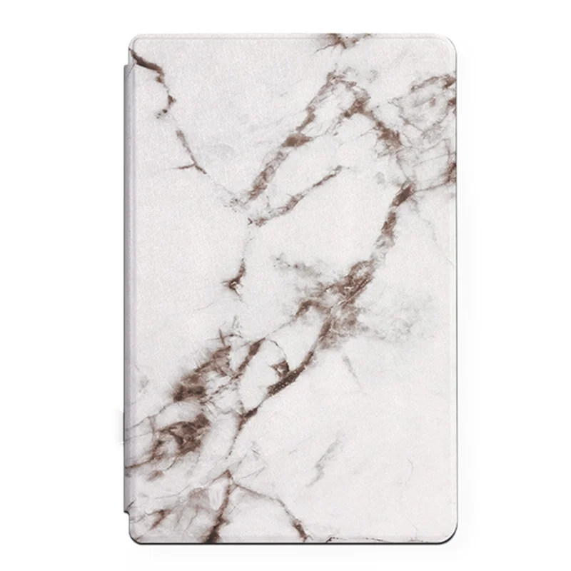 For iPad 10.2 (2021)/(2020)/(2019) Pattern Printing Tablet Case PU Leather + TPU Stand Protective Cover - White Marble