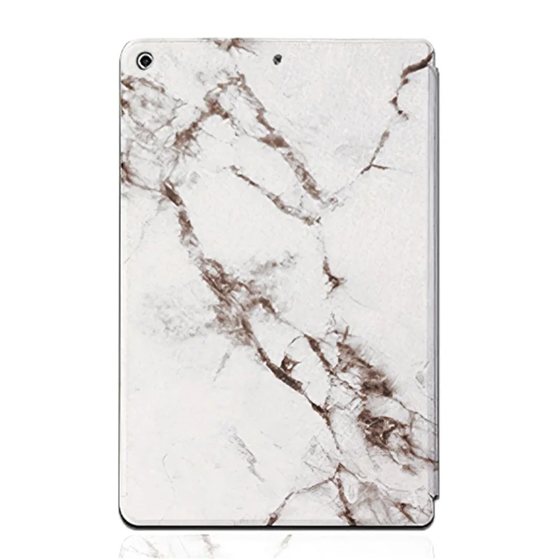 For iPad 10.2 (2021)/(2020)/(2019) Pattern Printing Tablet Case PU Leather + TPU Stand Protective Cover - White Marble