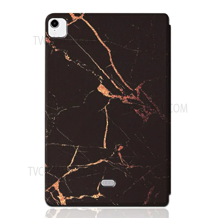 For iPad Pro 11 (2018) / (2020) / (2021) / (2022) Auto Wake / Sleep Pattern Printing Tablet Case PU Leather + TPU Stand Well-protected Cover - Black / Gold Marble