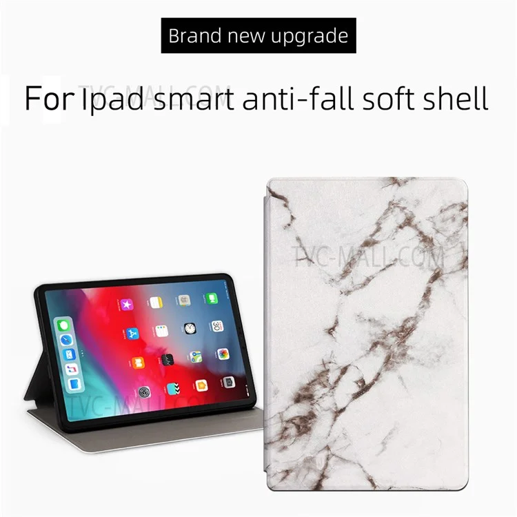 For iPad Pro 11 (2018) / (2020) / (2021) / (2022) Auto Wake / Sleep Pattern Printing Tablet Case PU Leather + TPU Stand Well-protected Cover - Black / Gold Marble