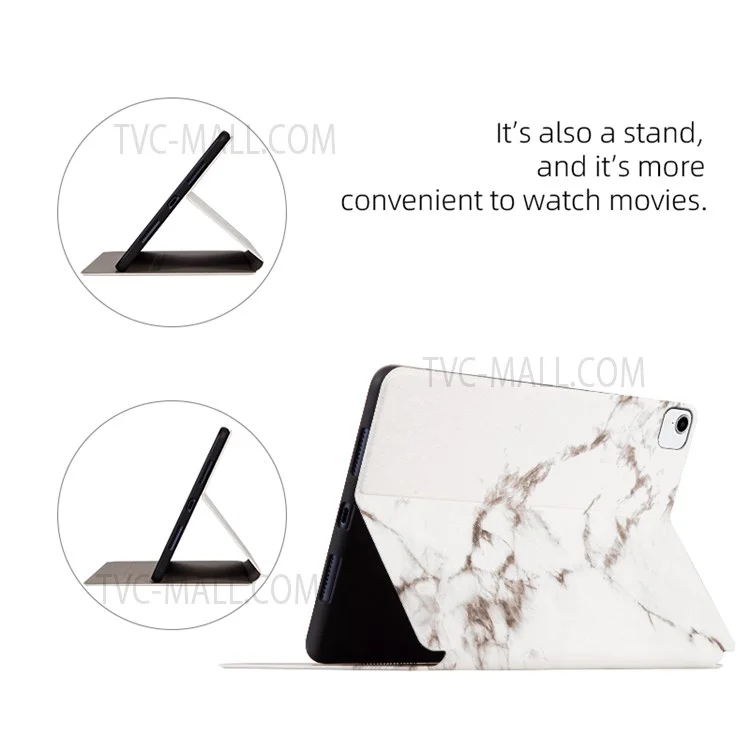For iPad Pro 11 (2018) / (2020) / (2021) / (2022) Auto Wake / Sleep Pattern Printing Tablet Case PU Leather + TPU Stand Well-protected Cover - Black / Gold Marble