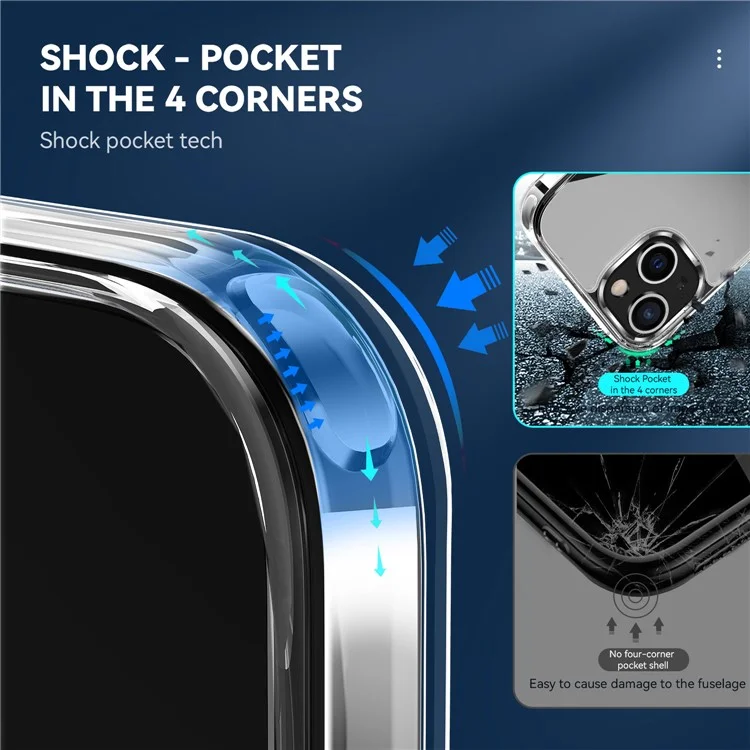Electroplating Crystal Clear Hybrid Phone Cover for iPhone 13 6.1 Inch, Four Corners Bumper Cushion TPU + PC Mobile Phone Accessory