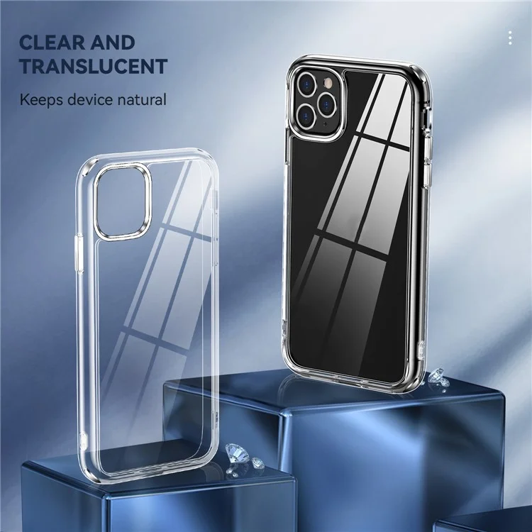 Electroplating Crystal Clear TPU + PC Hybrid Phone Cover for iPhone 11 Pro 5.8 Inch, Slim and Lightweight Mobile Phone Accessory