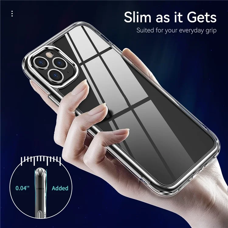 Electroplating Crystal Clear TPU + PC Hybrid Phone Cover for iPhone 11 Pro 5.8 Inch, Slim and Lightweight Mobile Phone Accessory