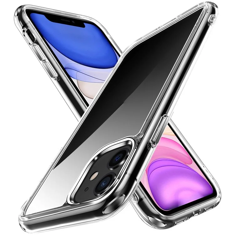Electroplating Crystal Clear TPU + PC Hybrid Phone Cover for iPhone 11 6.1 Inch, Anti-Yellowing Mobile Phone Accessory