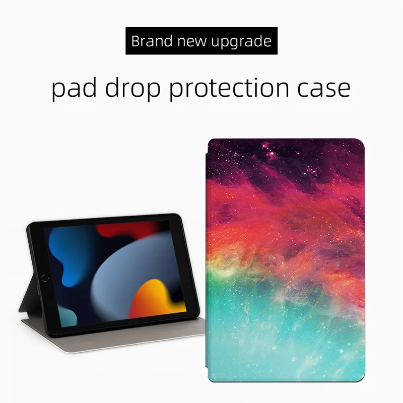For 	iPad 10.2 (2021)/(2020)/(2019) Starry Sky Pattern Printing Shockproof Drop-proof PU Leather + TPU Tablet Cover with Stand - Color Starry Sky