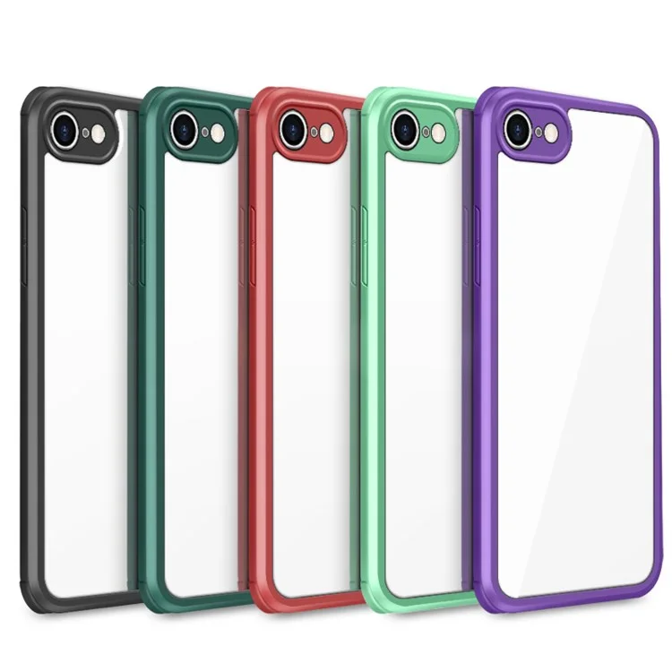 For iPhone 7/8 4.7 inch/SE (2020)/SE (2022) Dual-sided Glass+Silicone+TPU Well-protected Clear Cell Phone Case - Black