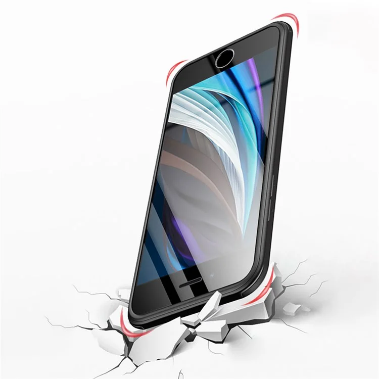 For iPhone 7/8 4.7 inch/SE (2020)/SE (2022) Dual-sided Glass+Silicone+TPU Well-protected Clear Cell Phone Case - Black