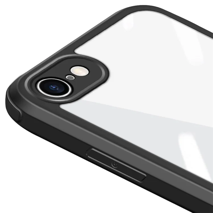 For iPhone 7/8 4.7 inch/SE (2020)/SE (2022) Dual-sided Glass+Silicone+TPU Well-protected Clear Cell Phone Case - Black