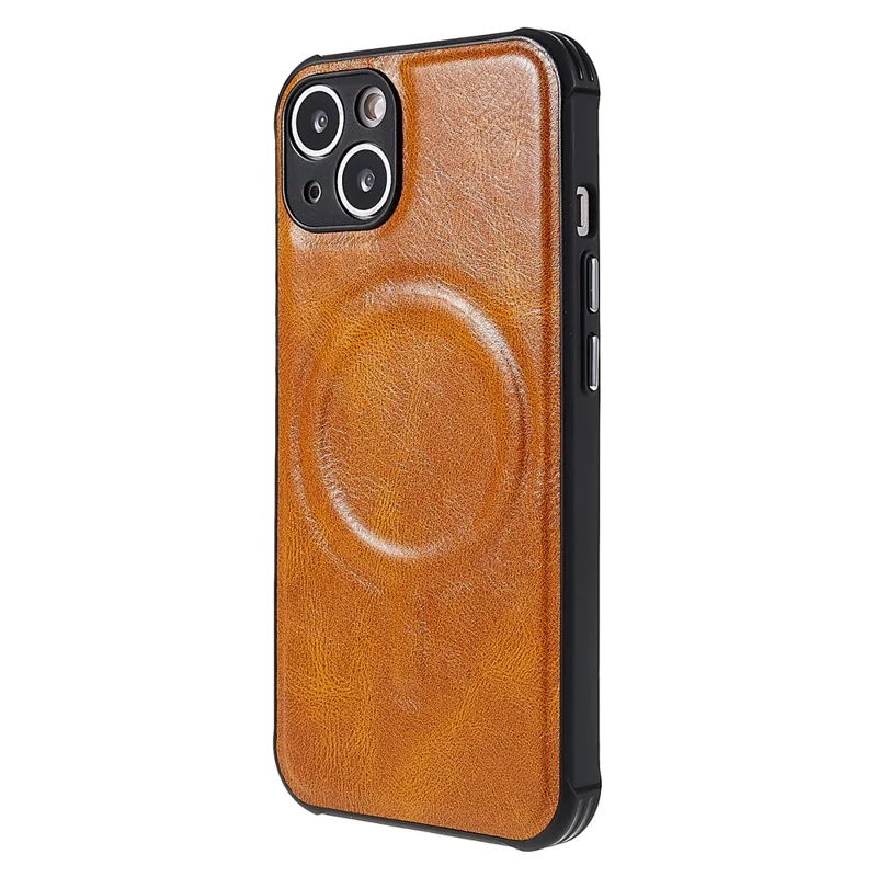 Phone Case for iPhone 13 mini 5.4 inch Shockproof Slim Phone Protector 2 in 1 Magnetic Anti-slip Case Soft TPU + PU Leather Coated Cover - Brown