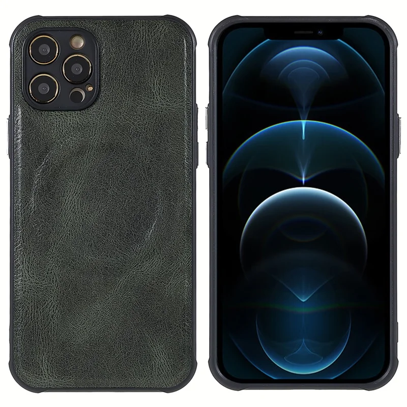 Rutschfeste Hülle für iPhone 12 Pro Max 6.7 Zoll Weiche TPU-Telefon-Schutzhulle Stoßfest Schlanke Schale 2 in 1 Magnetische Telefonabdeckung mit PU-Leder-Beschichtung - Dunkelgrün