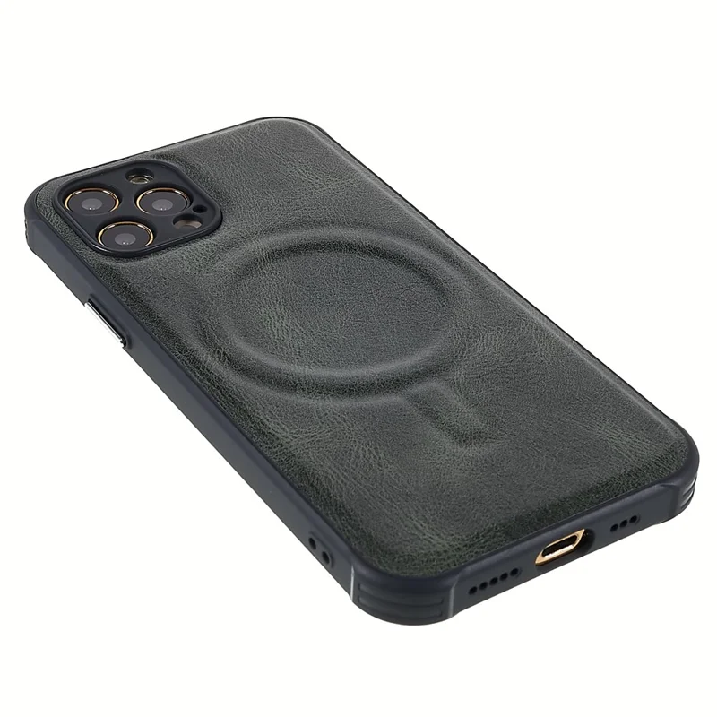 Rutschfester Handyschulz für iPhone 12 Pro 6.1 Zoll, stoßfest, schlanke Handyhülle 2 in 1 magnetisch, weiche TPU + PU-Leder beschichtet, Schwärzlich-Grün