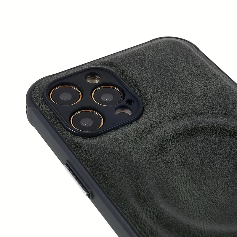 Rutschfester Handyschulz für iPhone 12 Pro 6.1 Zoll, stoßfest, schlanke Handyhülle 2 in 1 magnetisch, weiche TPU + PU-Leder beschichtet, Schwärzlich-Grün