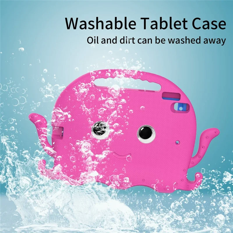 For iPad Pro 10.5-inch (2017)/iPad Air 10.5 inch (2019)/iPad 10.2 (2020)/(2019)/(2021) Cute Octopus Pen Slot Design EVA Case Impact-resistant Tablet Cover with Handle and Shoulder Strap - Rose