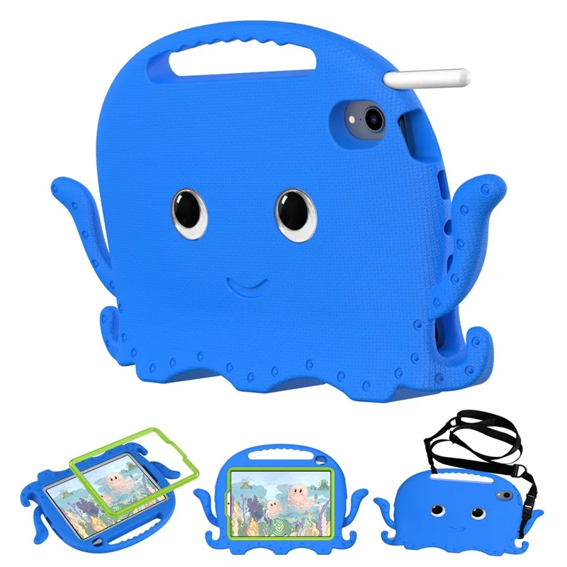 Dla iPad mini (2024) / mini (2021) Uroczy etui w kształcie morsa EVA z miejscem na długopis, odporno na wstrząsy, z uchwytem i paskiem na ramię - niebieski