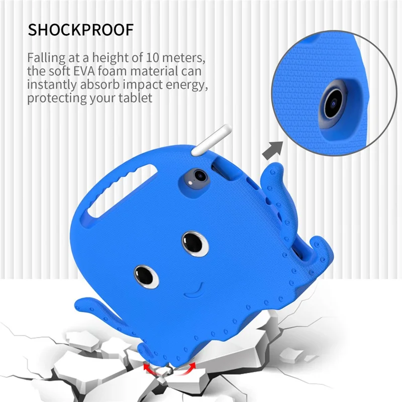 Dla iPad mini (2024) / mini (2021) Uroczy etui w kształcie morsa EVA z miejscem na długopis, odporno na wstrząsy, z uchwytem i paskiem na ramię - niebieski