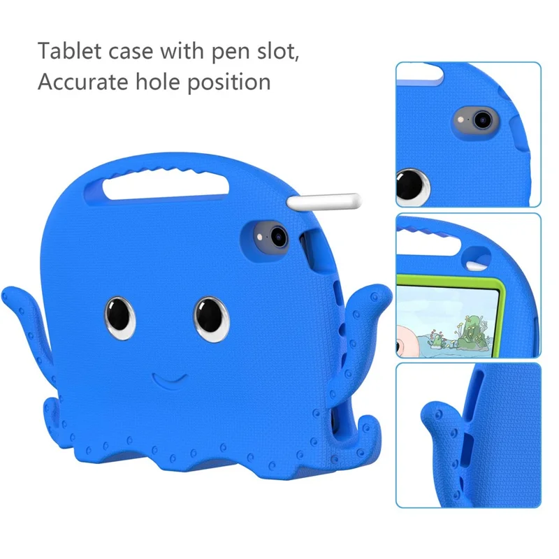 Dla iPad mini (2024) / mini (2021) Uroczy etui w kształcie morsa EVA z miejscem na długopis, odporno na wstrząsy, z uchwytem i paskiem na ramię - niebieski