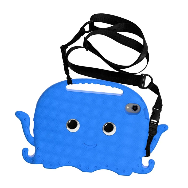 Dla iPad mini (2024) / mini (2021) Uroczy etui w kształcie morsa EVA z miejscem na długopis, odporno na wstrząsy, z uchwytem i paskiem na ramię - niebieski