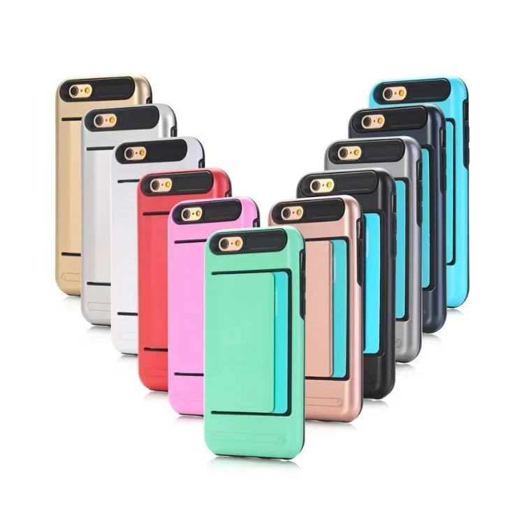Card Holder Plastic + TPU Hybrid Case for iPhone 8/7 4.7 Inch - Black