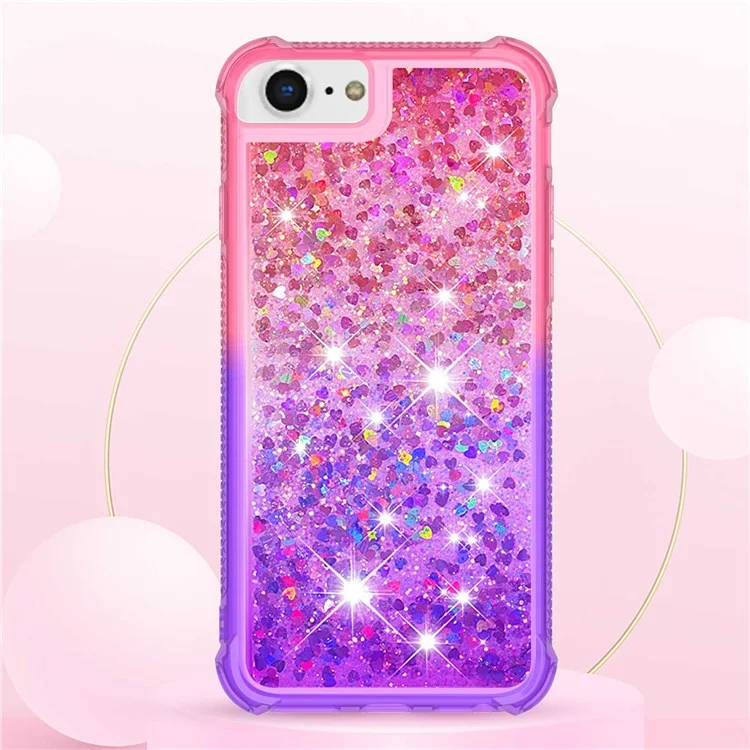 For iPhone SE (2022) / SE (2020) / 8 / 7 4.7 inch TPU Case Gradient Quicksand Phone Back Cover - Pink / Purple