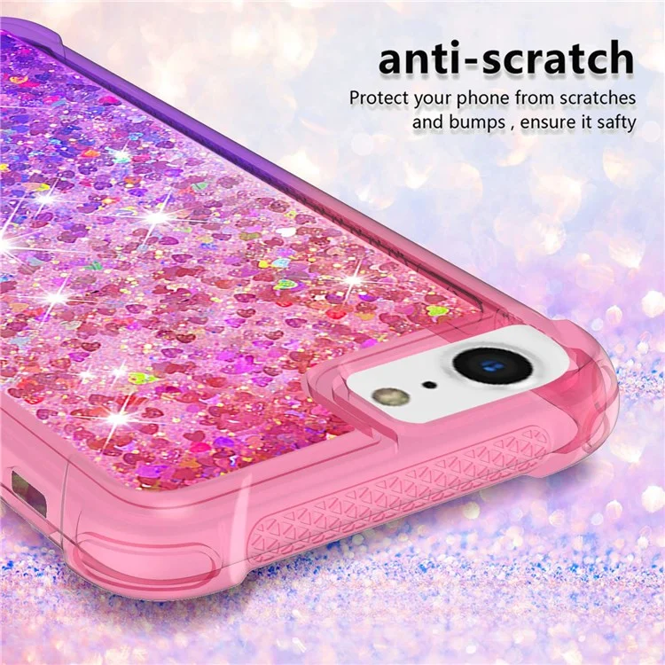 For iPhone SE (2022) / SE (2020) / 8 / 7 4.7 inch TPU Case Gradient Quicksand Phone Back Cover - Pink / Purple