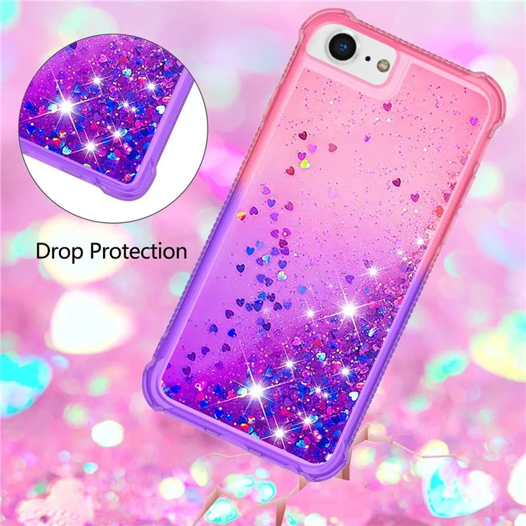 For iPhone SE (2022) / SE (2020) / 8 / 7 4.7 inch TPU Case Gradient Quicksand Phone Back Cover - Pink / Purple