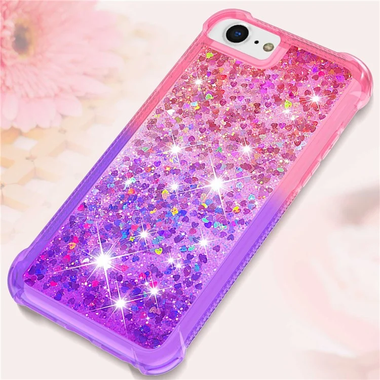 For iPhone SE (2022) / SE (2020) / 8 / 7 4.7 inch TPU Case Gradient Quicksand Phone Back Cover - Pink / Purple