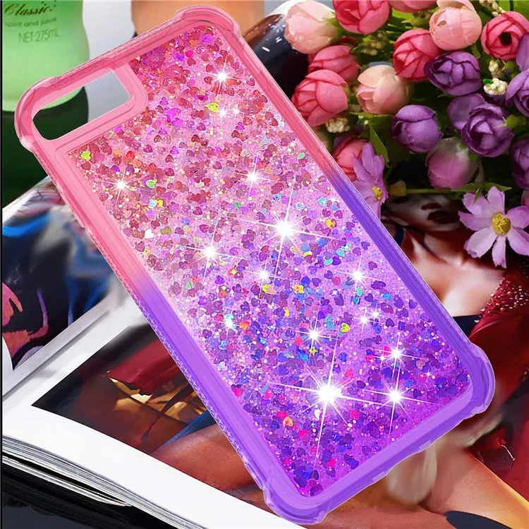 For iPhone SE (2022) / SE (2020) / 8 / 7 4.7 inch TPU Case Gradient Quicksand Phone Back Cover - Pink / Purple